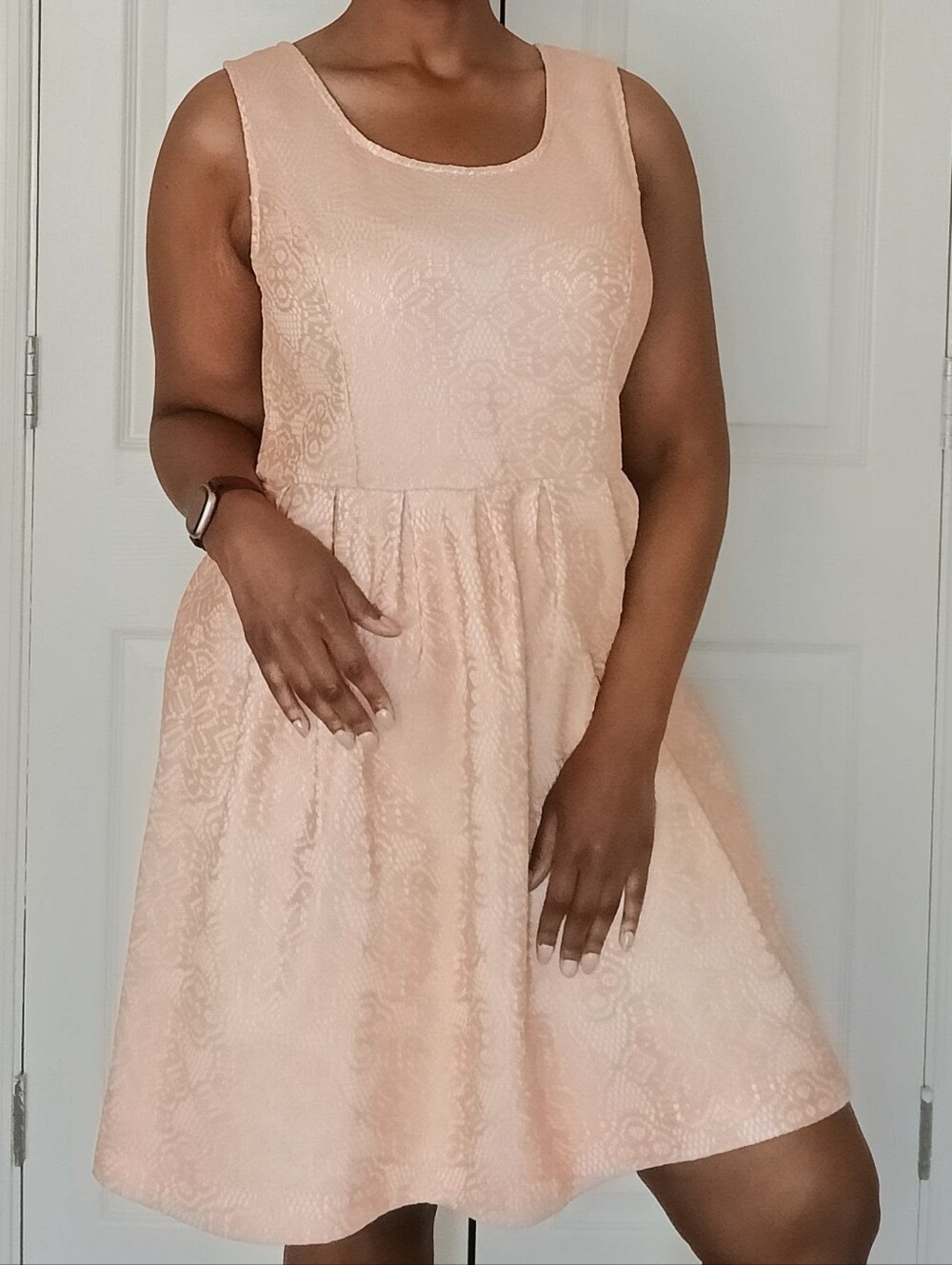 George Blush Lace Scoop-Neck Midi Dress